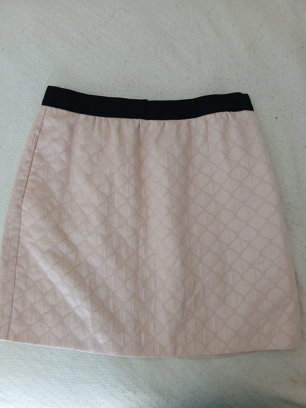 Ann Taylor Quilted Blush Pink Mini Skirt with Black Waistband
